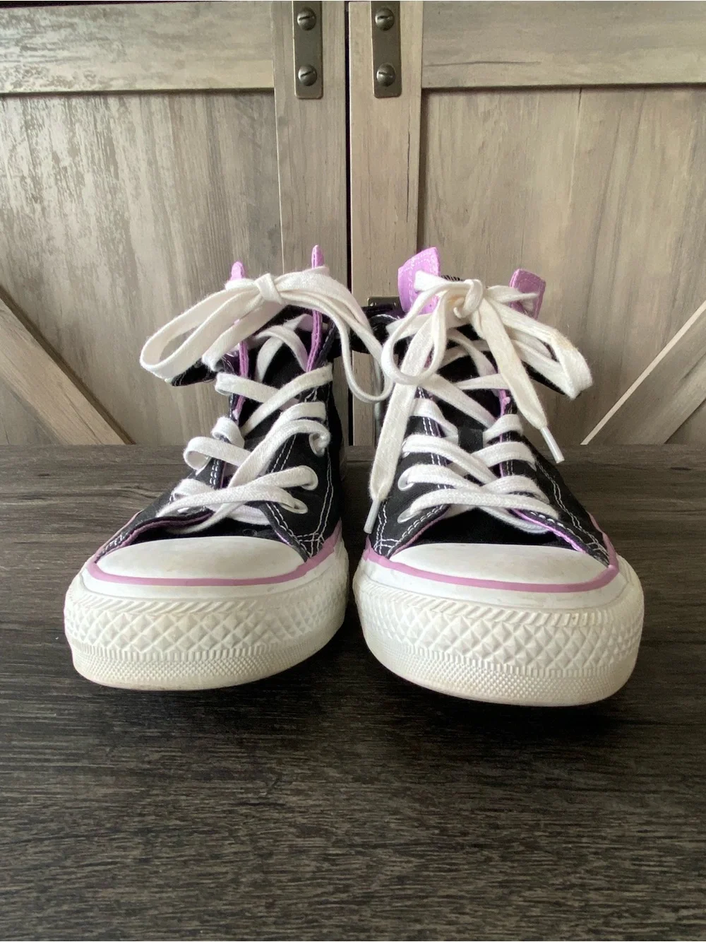 Converse All Stars Chuck Taylor Shoes Womens 9 Hi-Tops Black Purple Layer - Picture 3 of 10